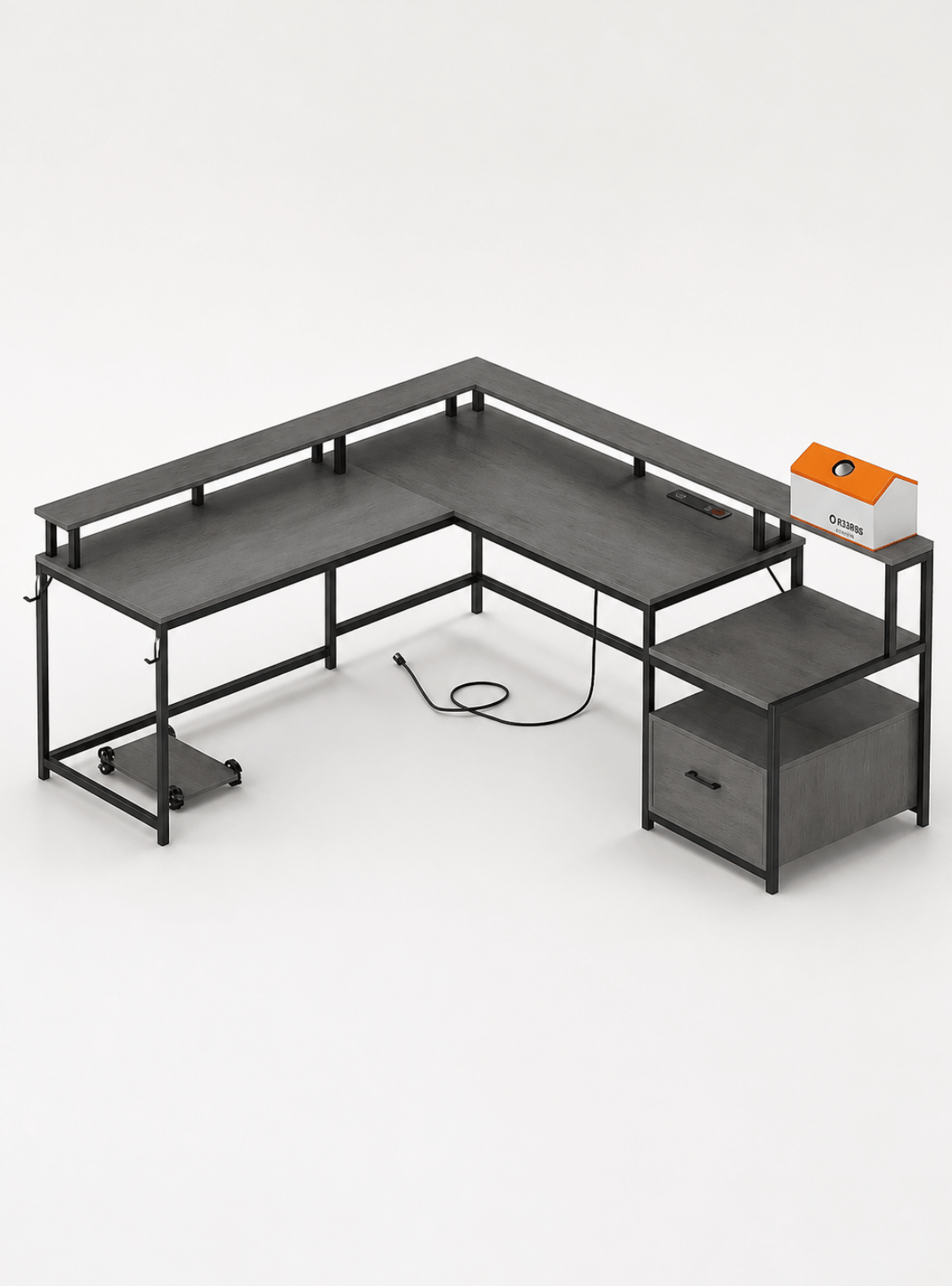 Escritorio Expandible modular en L - Gris Negro - Nova X -5