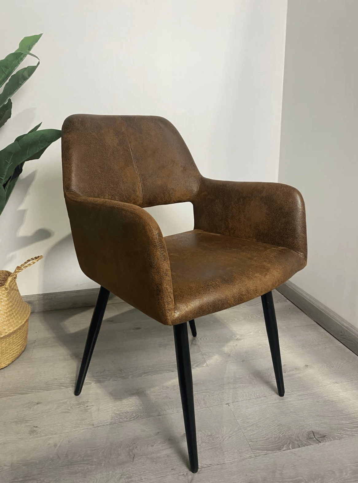 Pack 4 Butacas de Comedor Burgos Ecocuero Vintage con Patas de Metal | Silla Moderna para Living-2