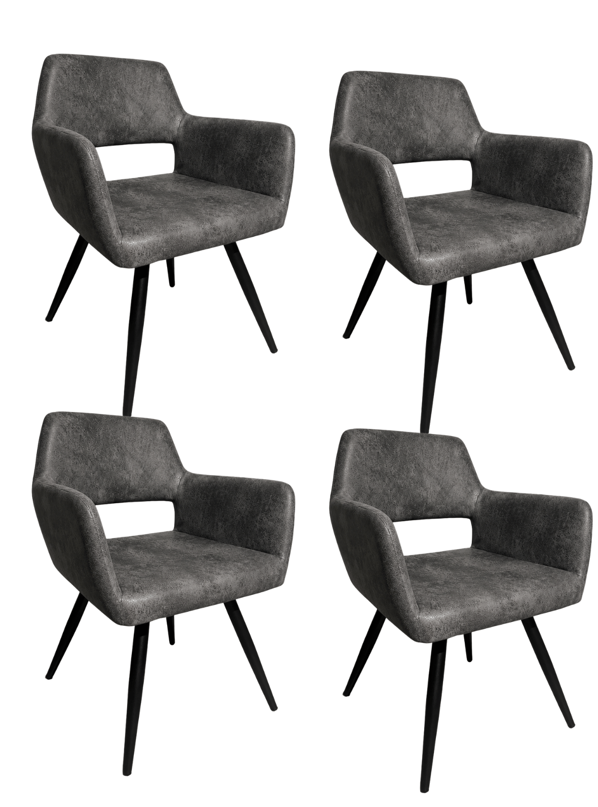 Pack 4 Butacas de Comedor Burgos Ecocuero Vintage con Patas de Metal | Silla Moderna para Living-0
