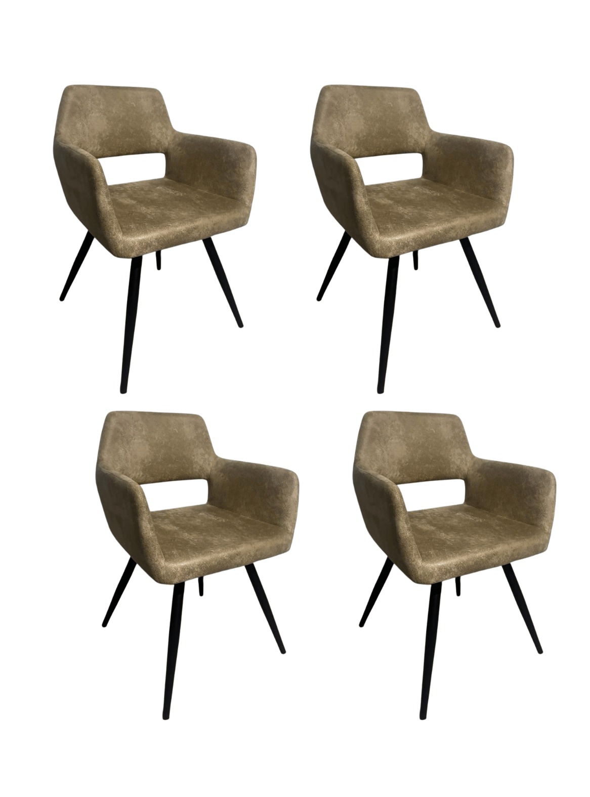 Pack 4 Butacas de Comedor Burgos Ecocuero Vintage con Patas de Metal | Silla Moderna para Living-0