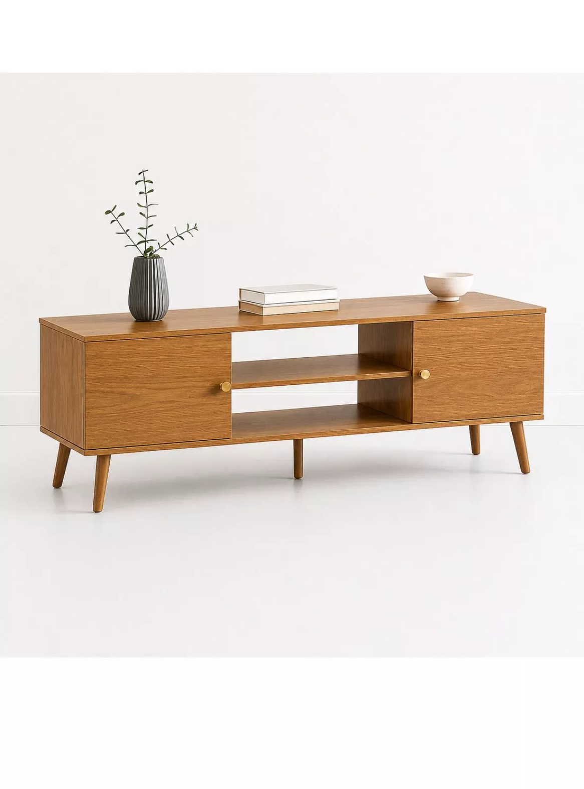 Rack para TV de 55” de madera rústico con puertas Atria -2