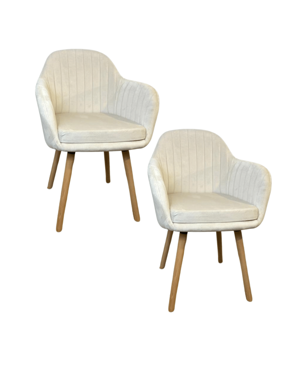Pack 2 Sitiales Poltrona de Terciopelo con Patas de Madera para Living Comedor Dormitorio Diamond-0
