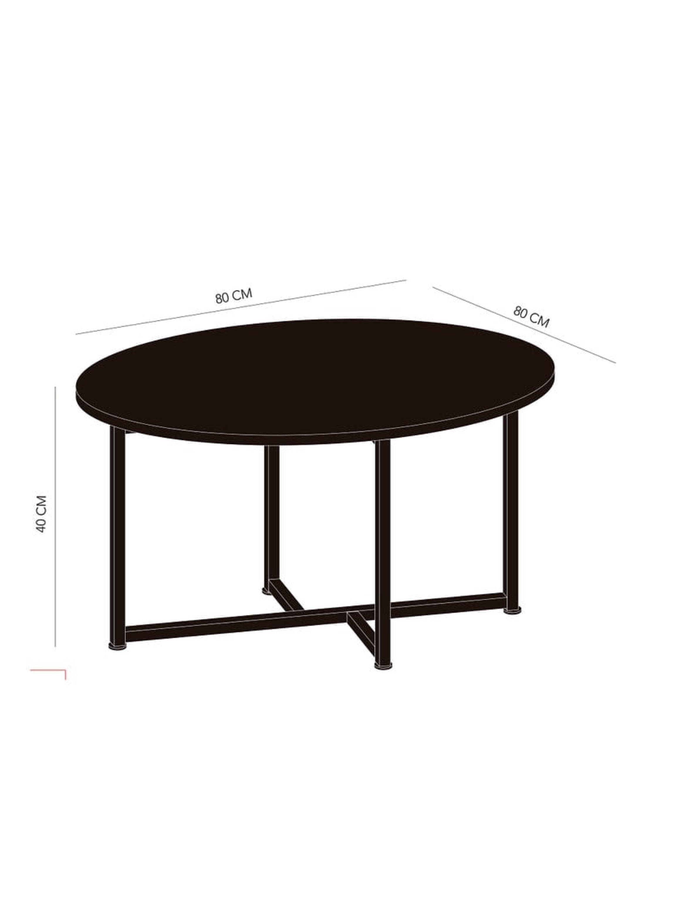 Mesa de Centro Nordica Redonda 80cm Madera clara y patas metalicas Negras Roma-2