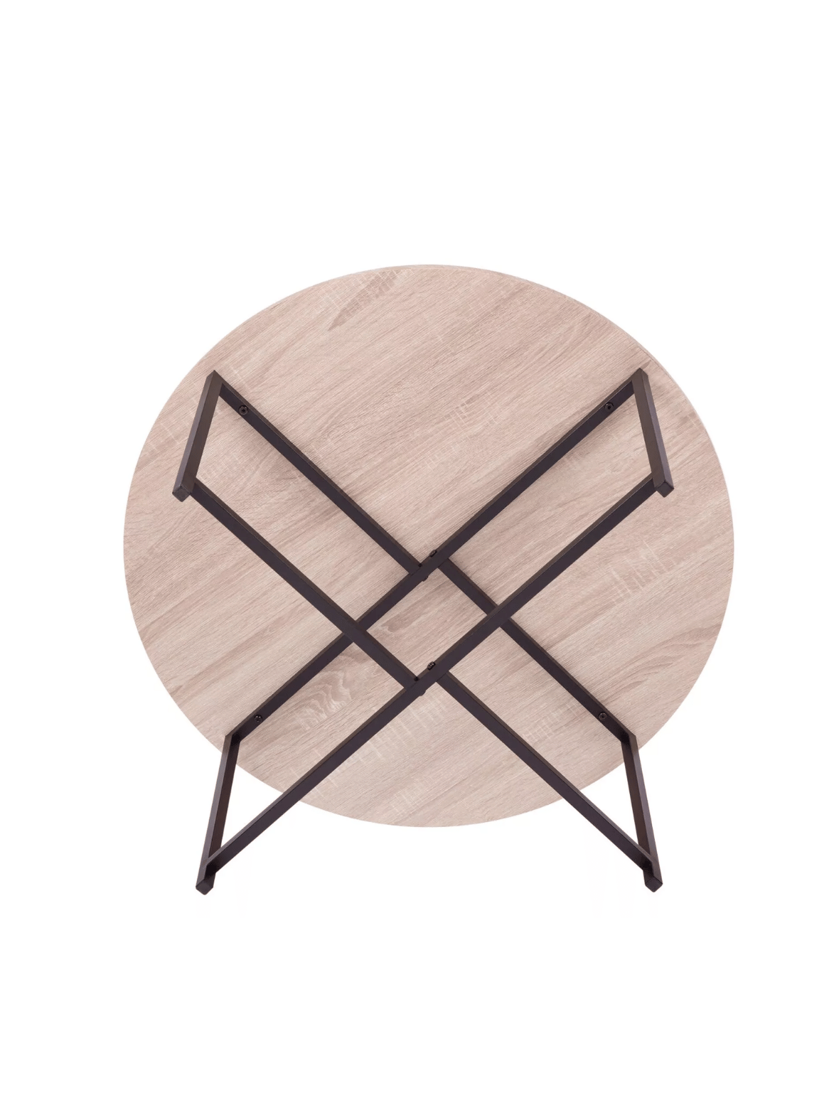 Mesa de Centro Nordica Redonda 80cm Madera clara y patas metalicas Negras Roma-8