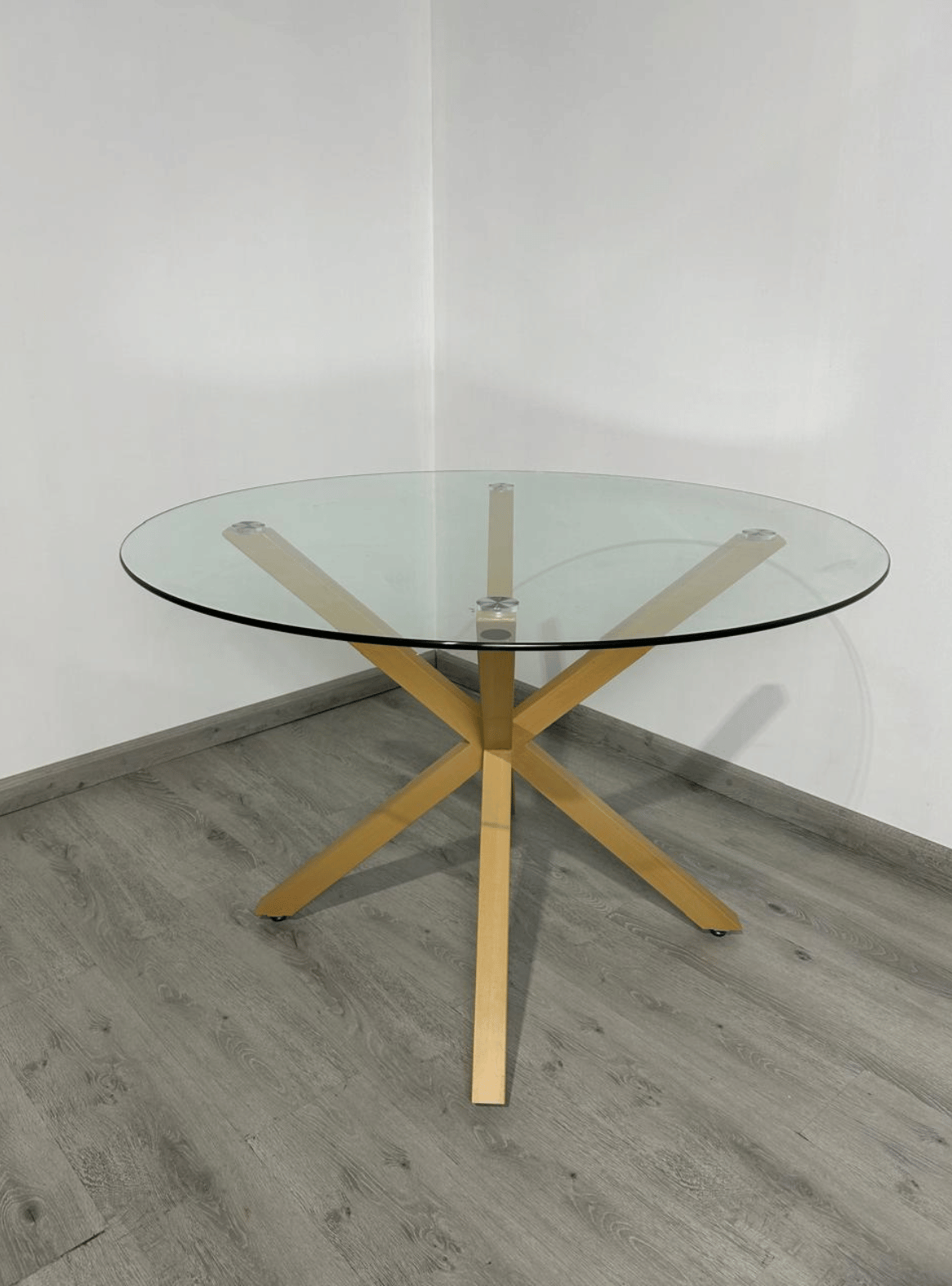 Mesa de Comedor Redonda de Vidrio y Patas de Metal 120cm - Cross-2