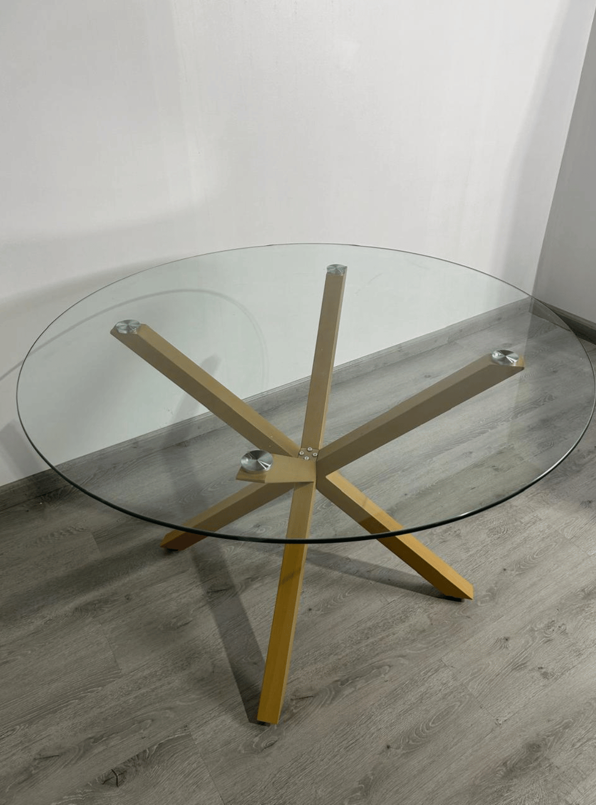 Mesa de Comedor Redonda de Vidrio y Patas de Metal 120cm - Cross-5