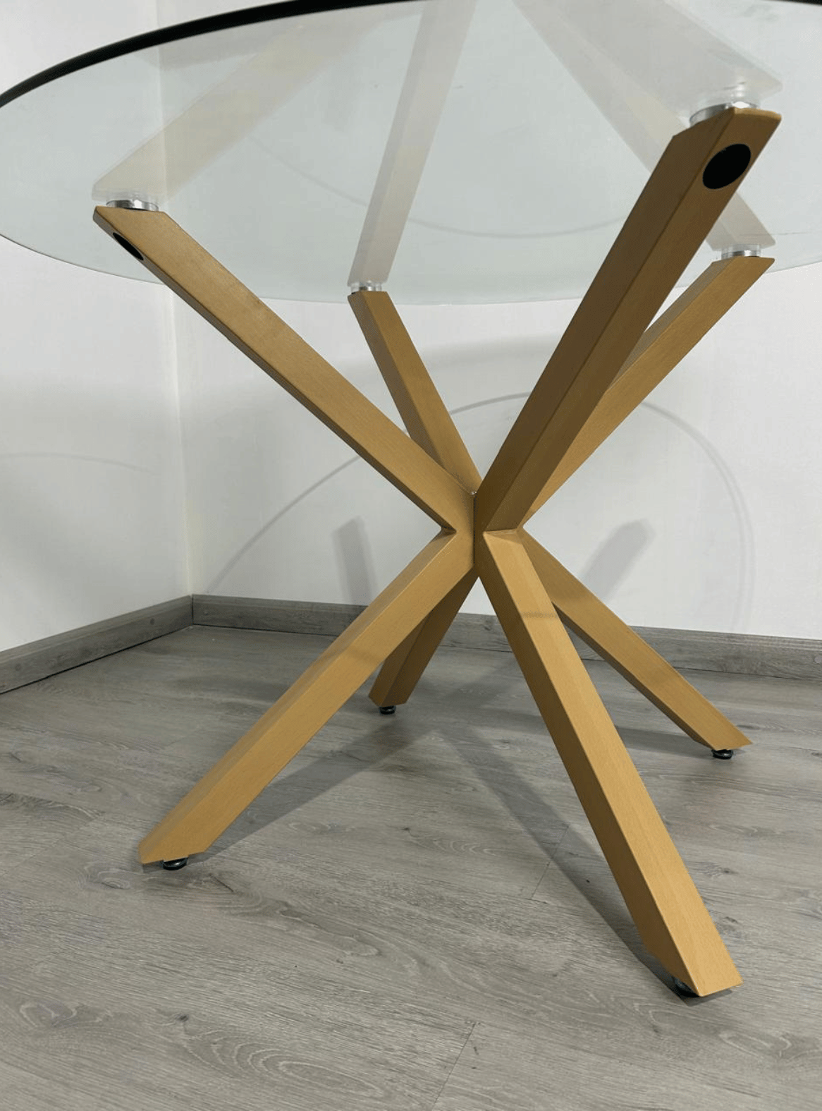 Mesa de Comedor Redonda de Vidrio y Patas de Metal 120cm - Cross-6