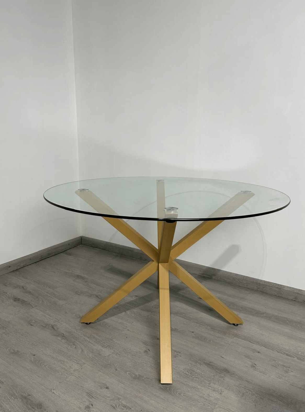 Mesa de Comedor Redonda de Vidrio y Patas de Metal 120cm - Cross-7