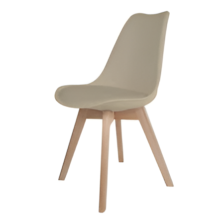 Silla de Comedor Tulip Acolchada con Patas de Madera-4