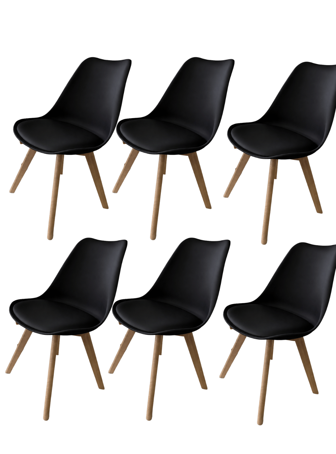 Pack 6 Sillas de Comedor Tulip Acolchadas con Patas de Madera-0