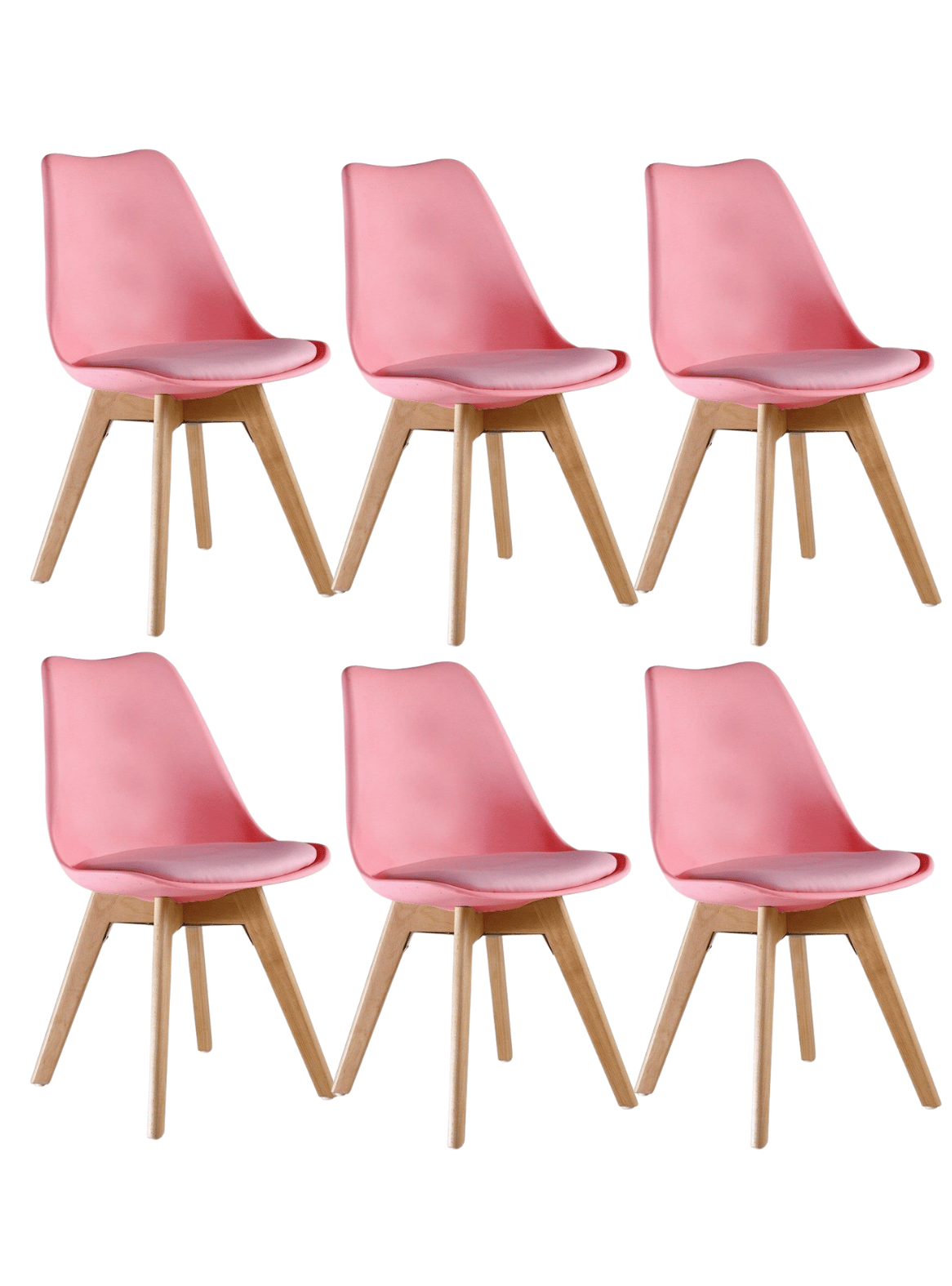 Pack 6 Sillas de Comedor Tulip Acolchadas con Patas de Madera-0