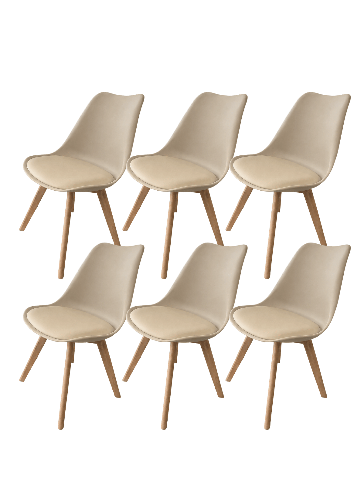Pack 6 Sillas de Comedor Tulip Acolchadas con Patas de Madera-0
