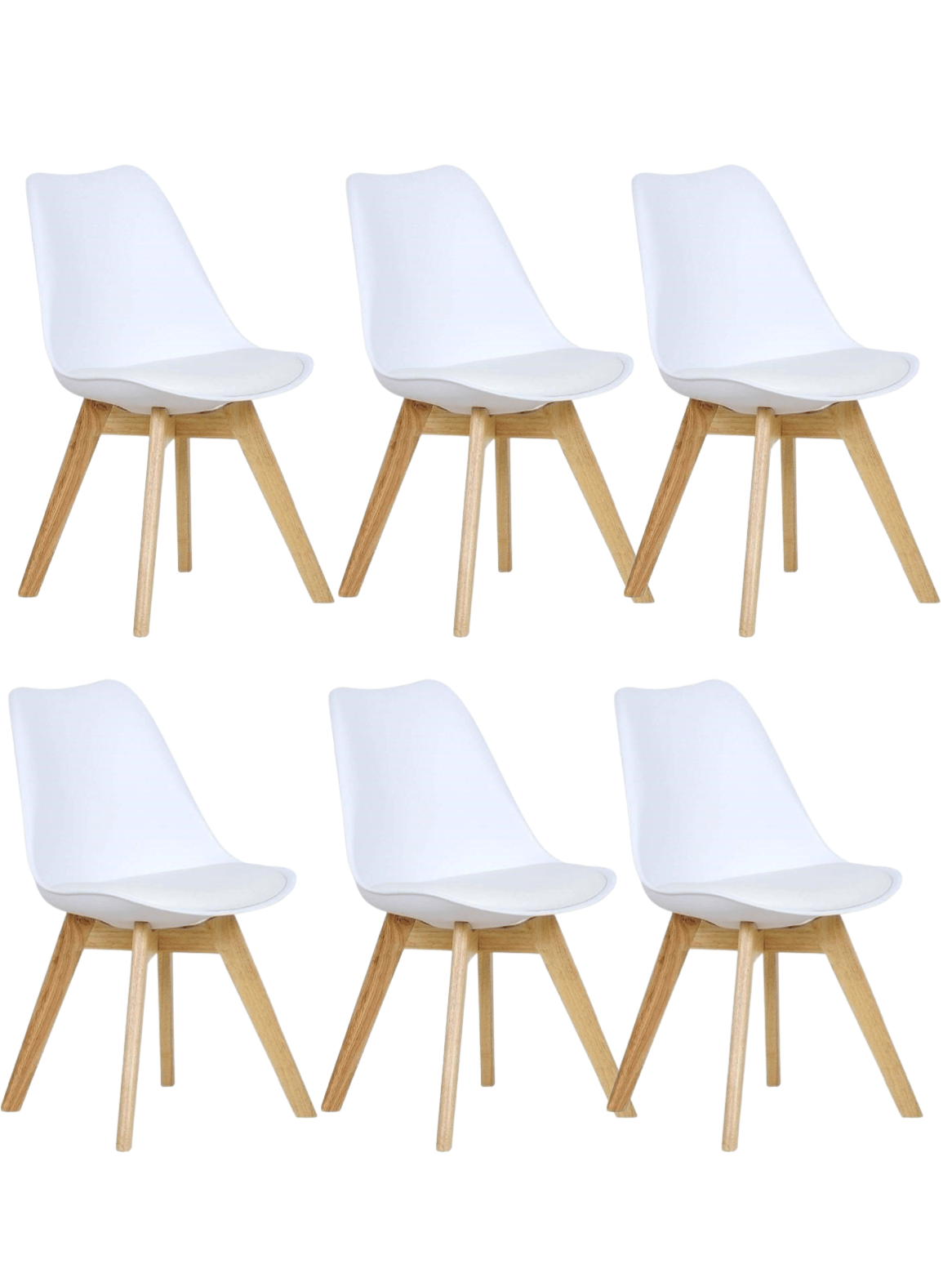 Pack 6 Sillas de Comedor Tulip Acolchadas con Patas de Madera-0