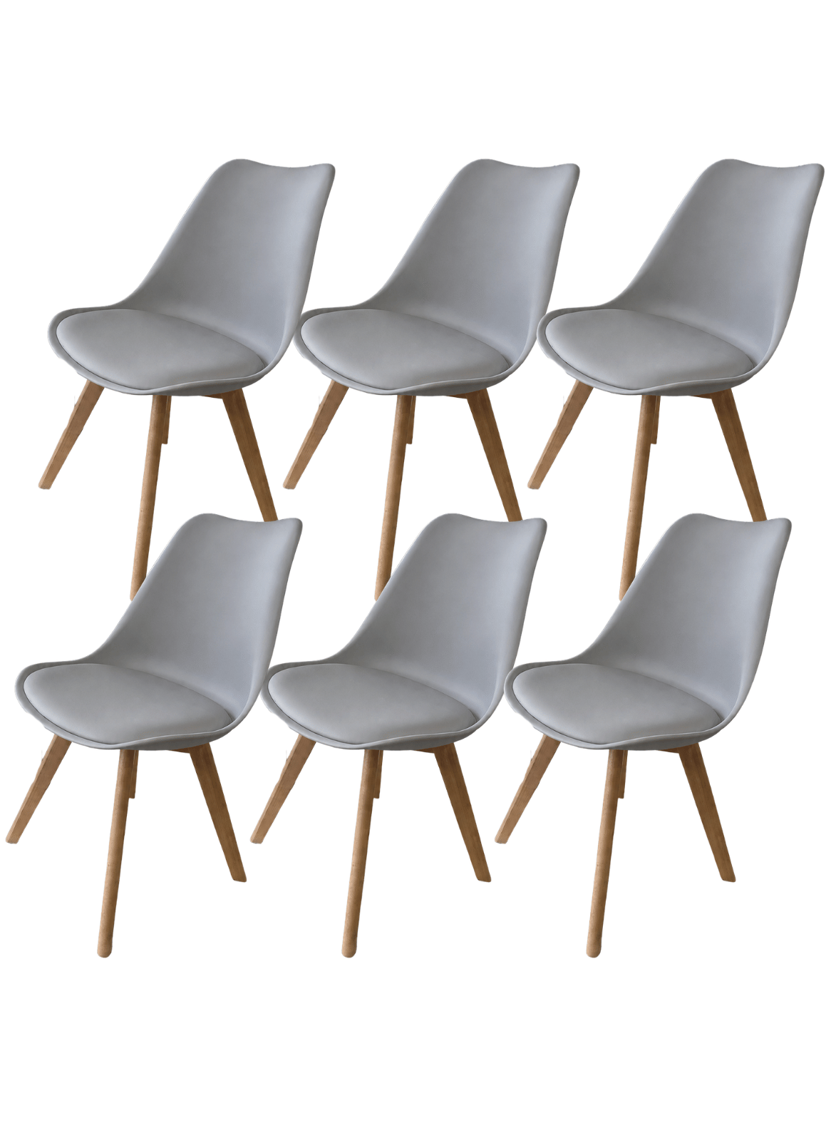 Pack 6 Sillas de Comedor Tulip Acolchadas con Patas de Madera-0