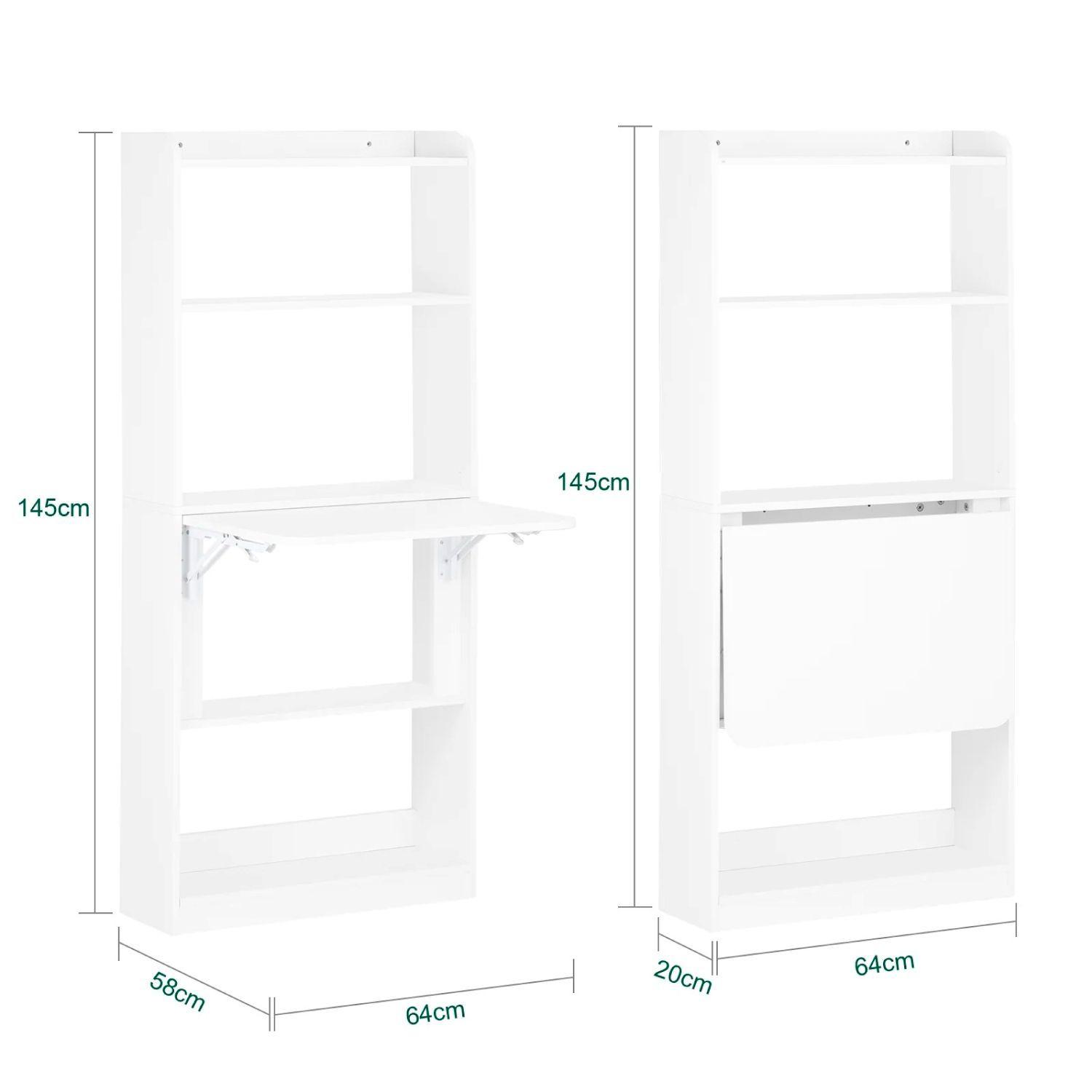 Estantería con Escritorio Plegable Compacto – Blanco-1