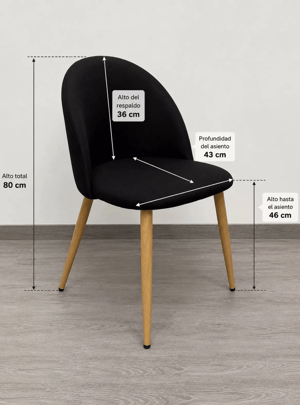Silla de Comedor Nordica Gabrielle Tapizada en Lino con Patas Metal Símil Madera-7