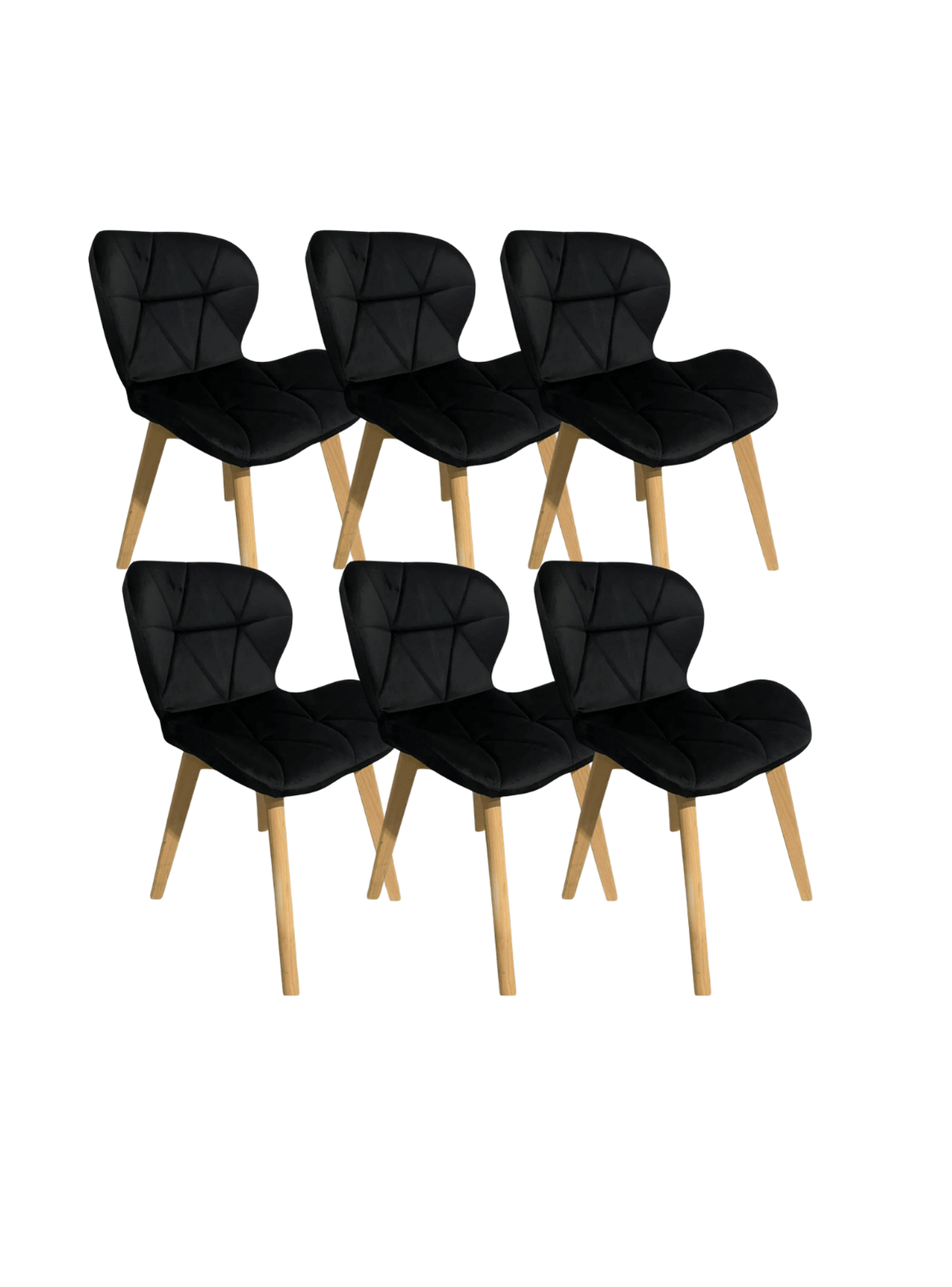 Pack 6 Sillas de Comedor Mariposa Tapizada en Felpa Terciopelo Nordico con patas de madera-0