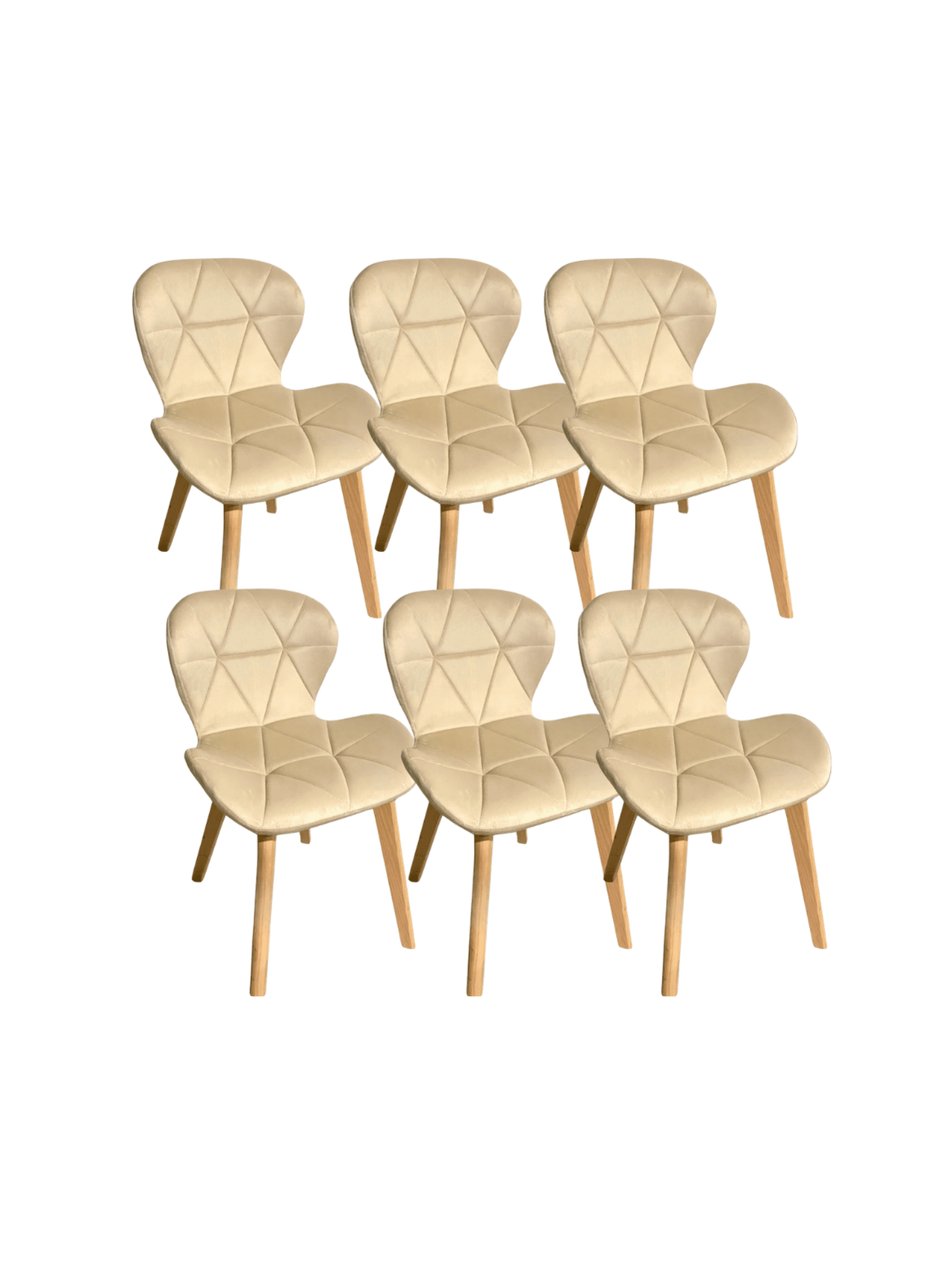 Pack 6 Sillas de Comedor Mariposa Tapizada en Felpa Terciopelo Nordico con patas de madera-0