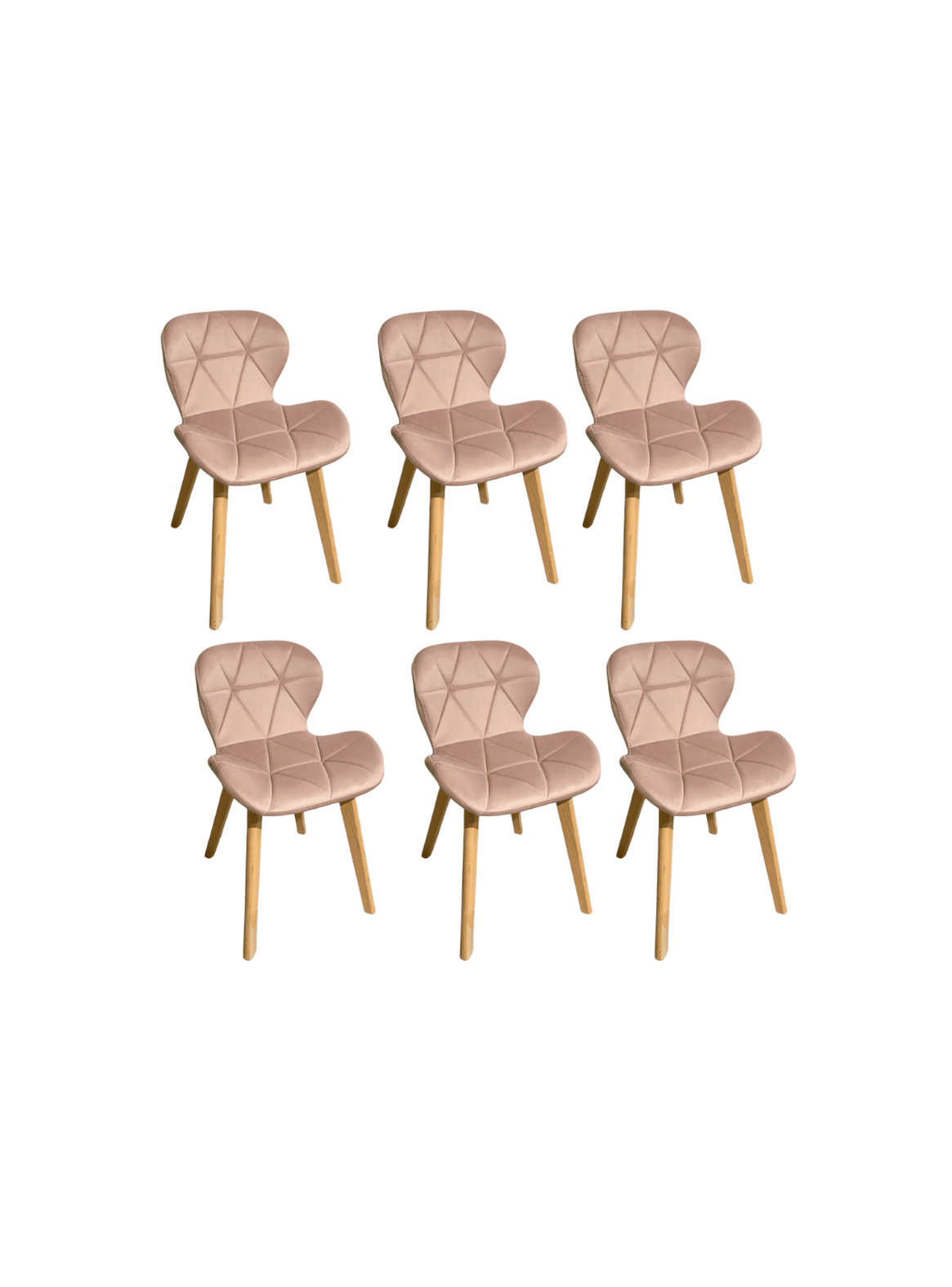 Pack 6 Sillas de Comedor Mariposa Tapizada en Felpa Terciopelo Nordico con patas de madera-0