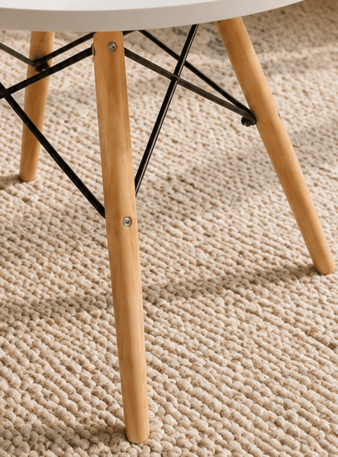 Mesa Para Niños Redonda Pequeña Blanca con Patas de Madera Estilo Eames-5