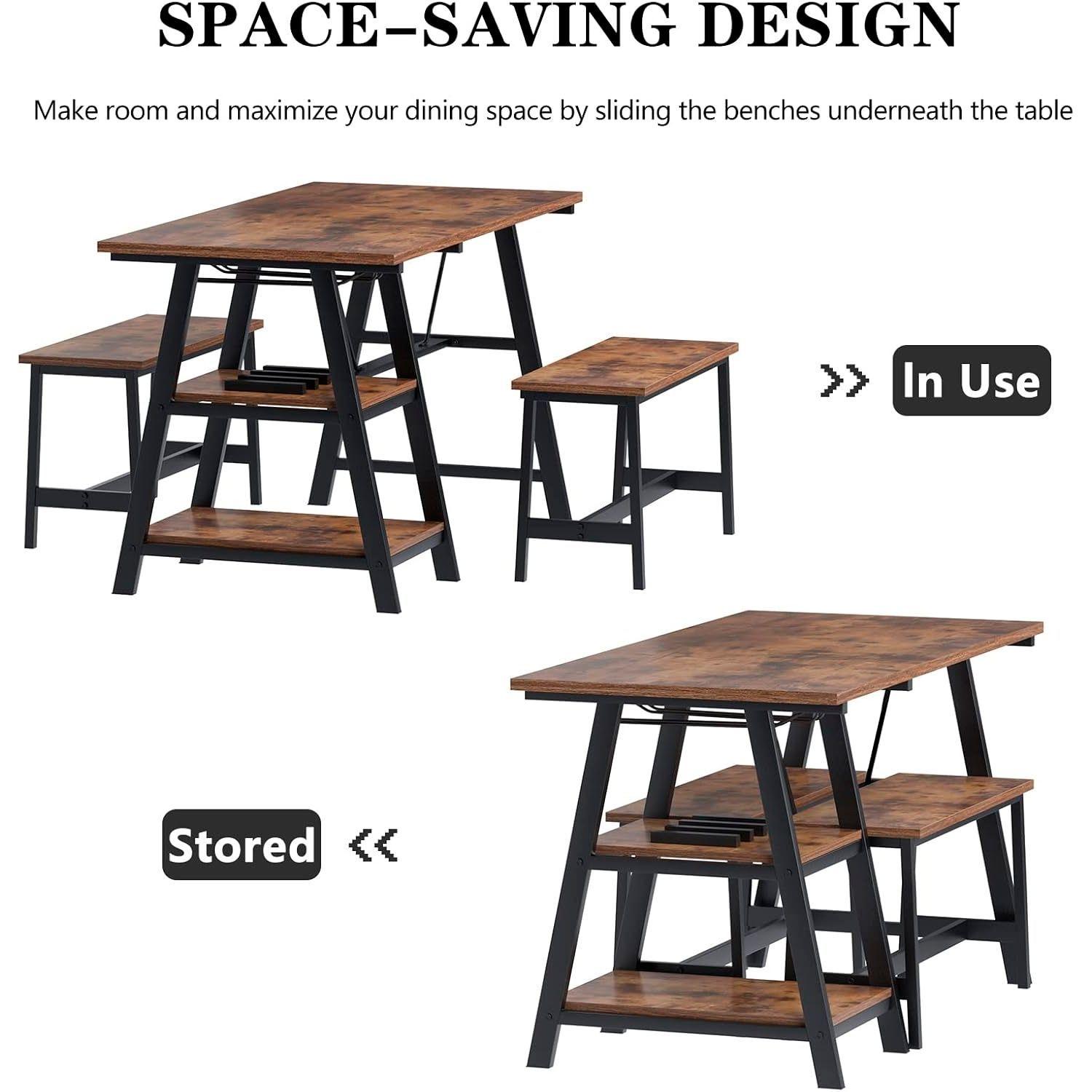 Comedor industrial con repisas y banquetas-3