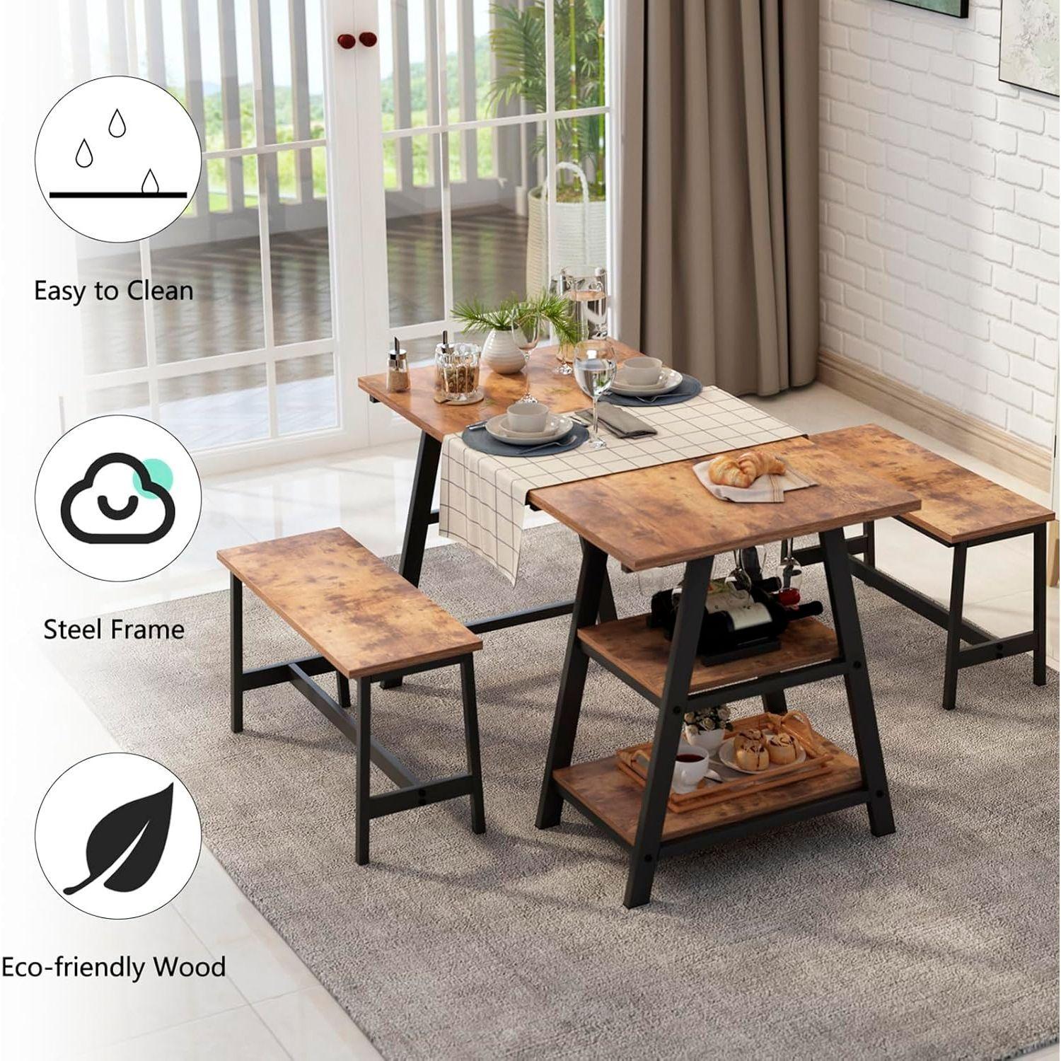 Comedor industrial con repisas y banquetas-6