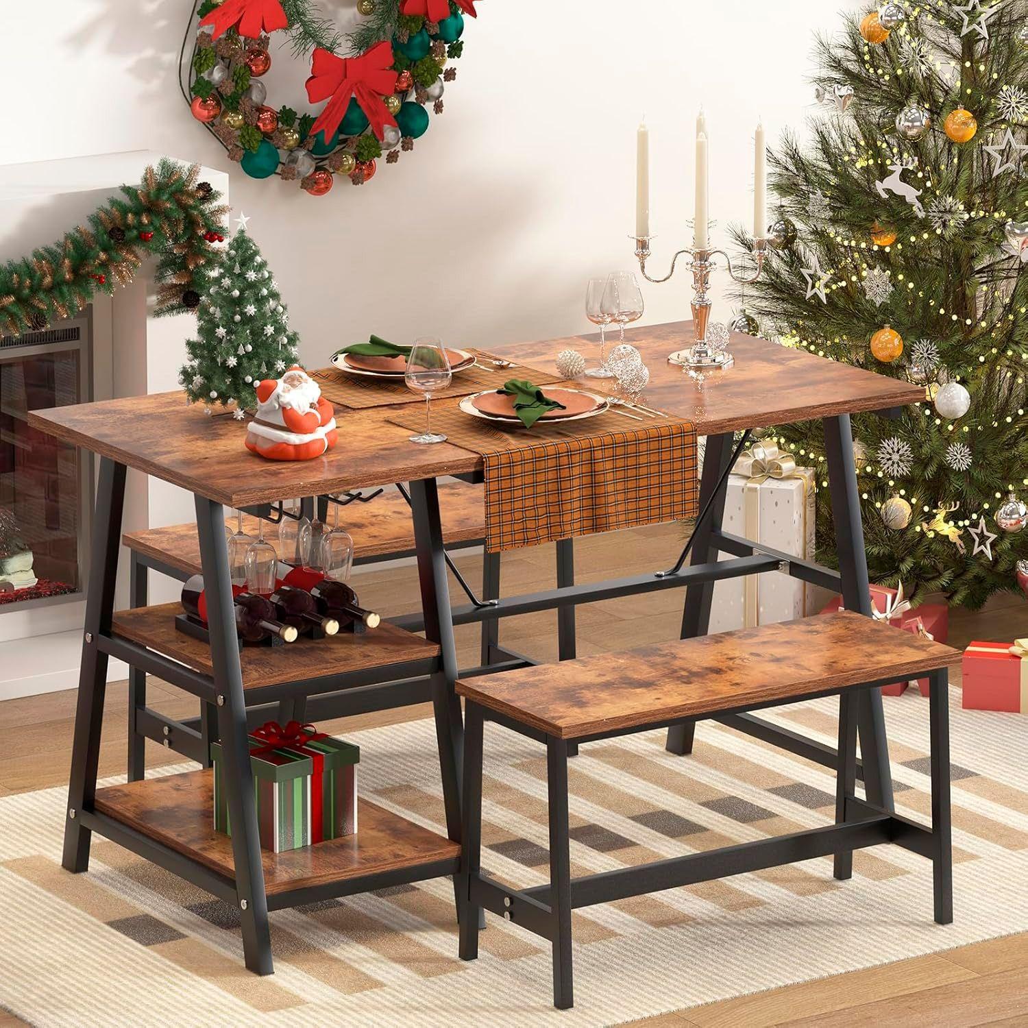 Comedor industrial con repisas y banquetas-7