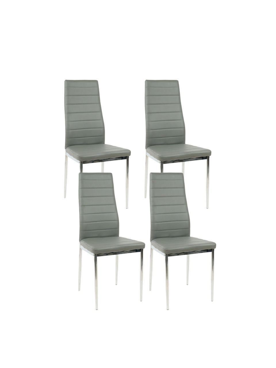 Pack 4 Sillas de Comedor Ecocuero con patas cromadas - Dining Liana-0
