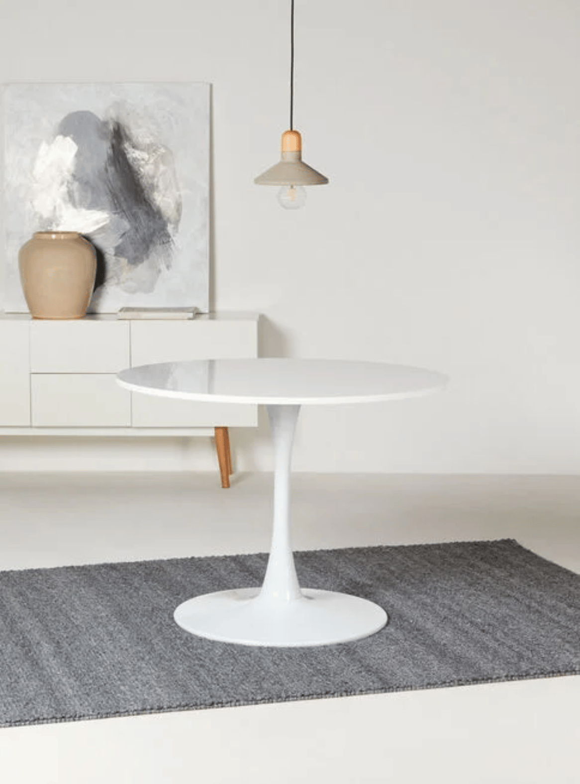 Mesa Comedor Redonda Tulip 100 cm con Base Pedestal de Acero-1