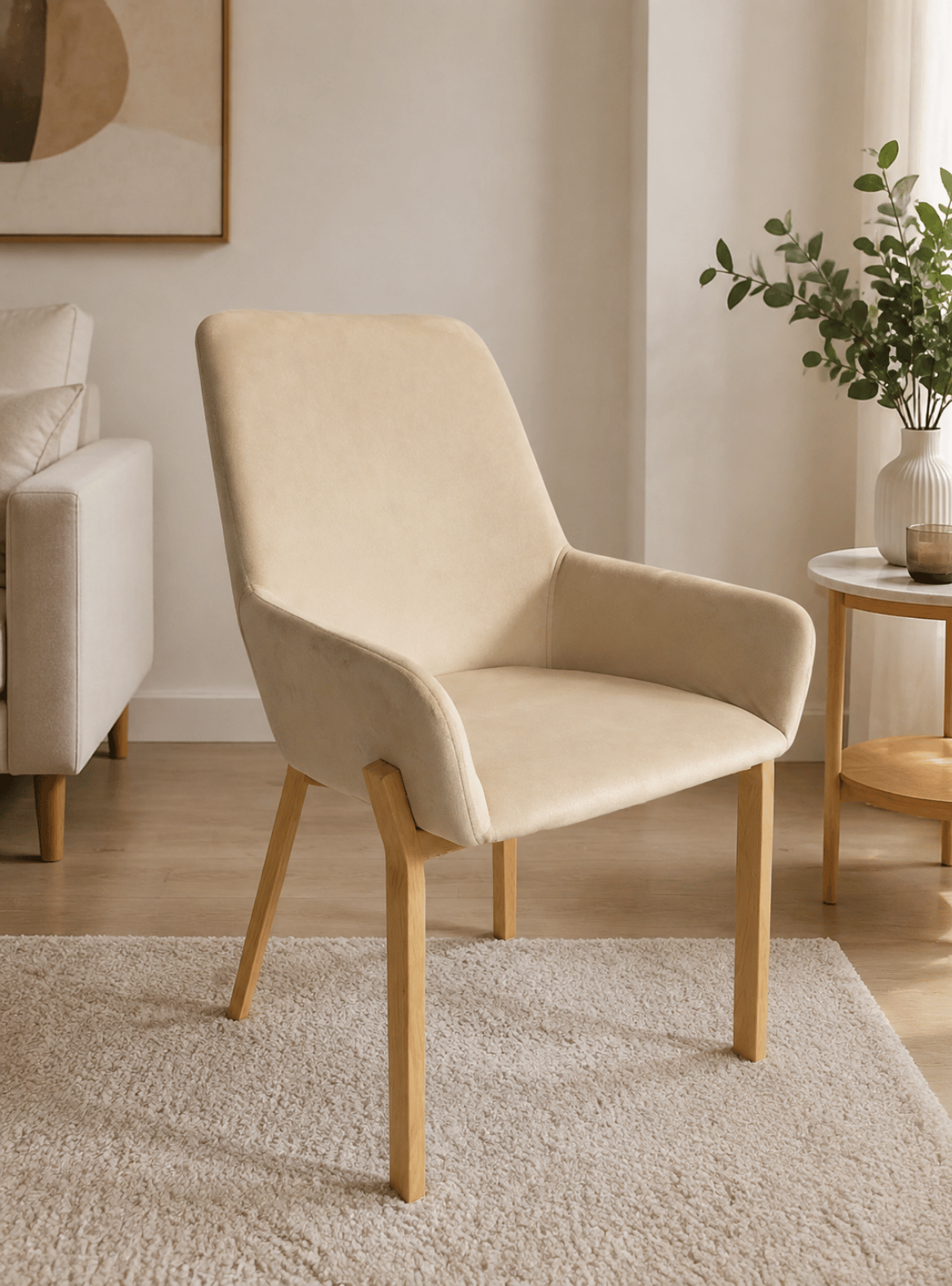 Pack 2 Sitial Poltrona Oporto de Felpa con Patas de Madera para Living Dormitorio u Oficina-1