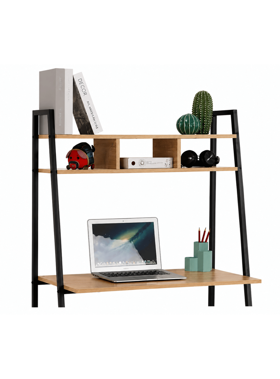 Escritorio Multifuncional Home Office con Estantería y 3 Repisas Lía-5