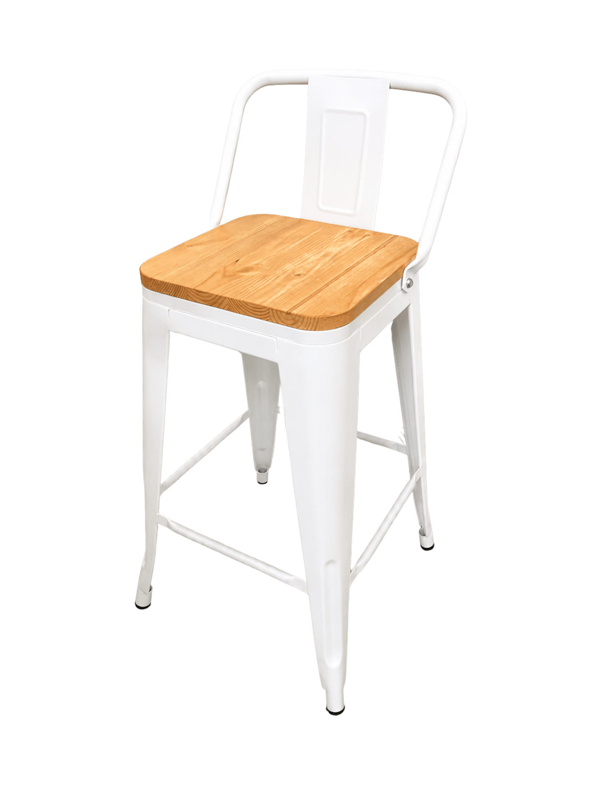 Piso Bar Taburete metalico Tolix 66cm con Respaldo y Asiento de Madera-0