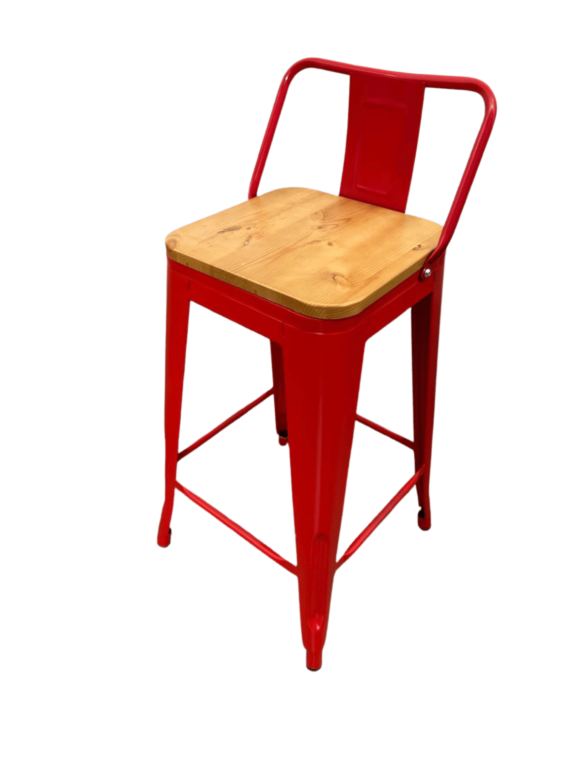 Piso Bar Taburete metalico Tolix 66cm con Respaldo y Asiento de Madera-0