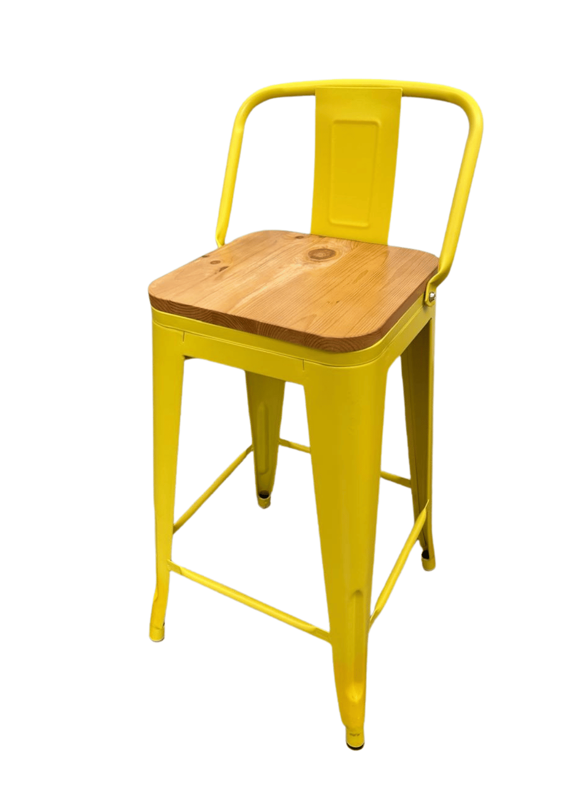 Piso Bar Taburete metalico Tolix 66cm con Respaldo y Asiento de Madera-0