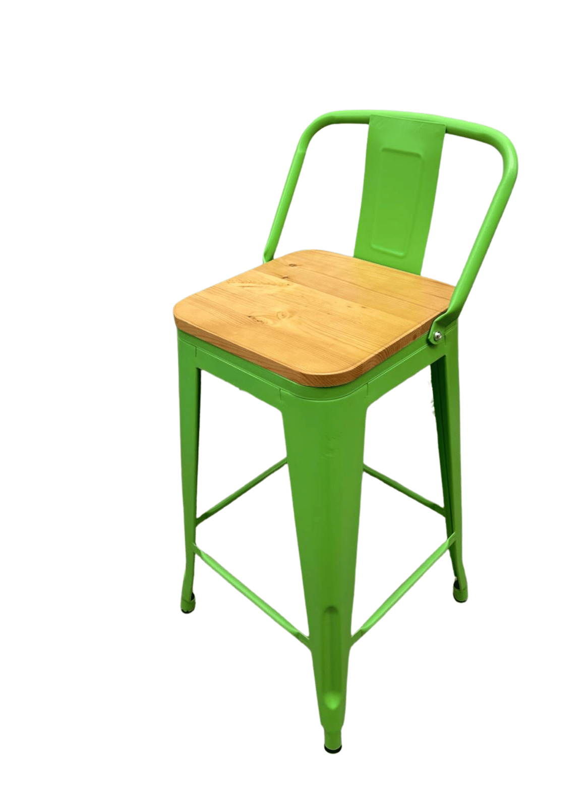 Piso Bar Taburete metalico Tolix 66cm con Respaldo y Asiento de Madera-0