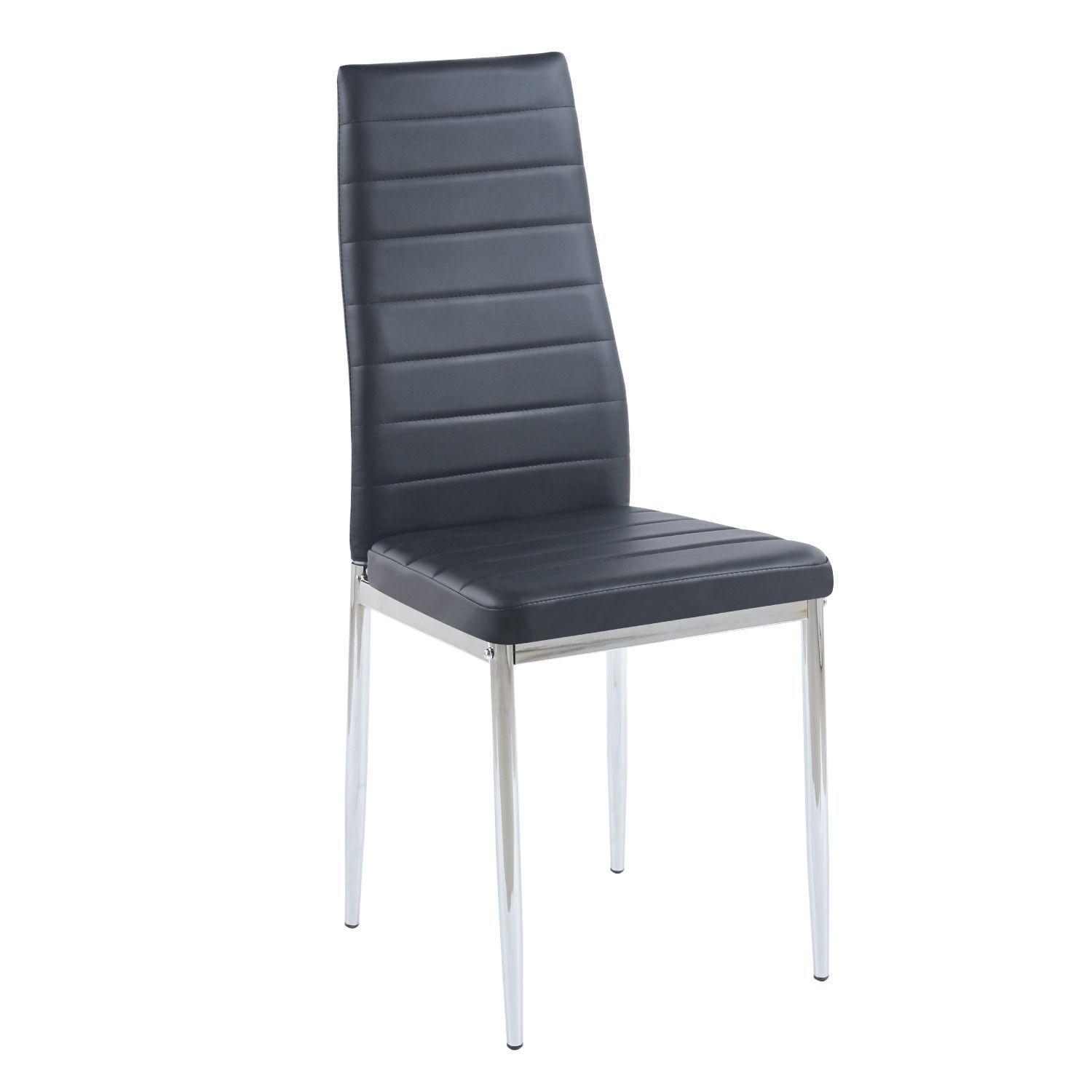 Silla de Comedor Ecocuero con patas cromadas -  Dining Liana-0