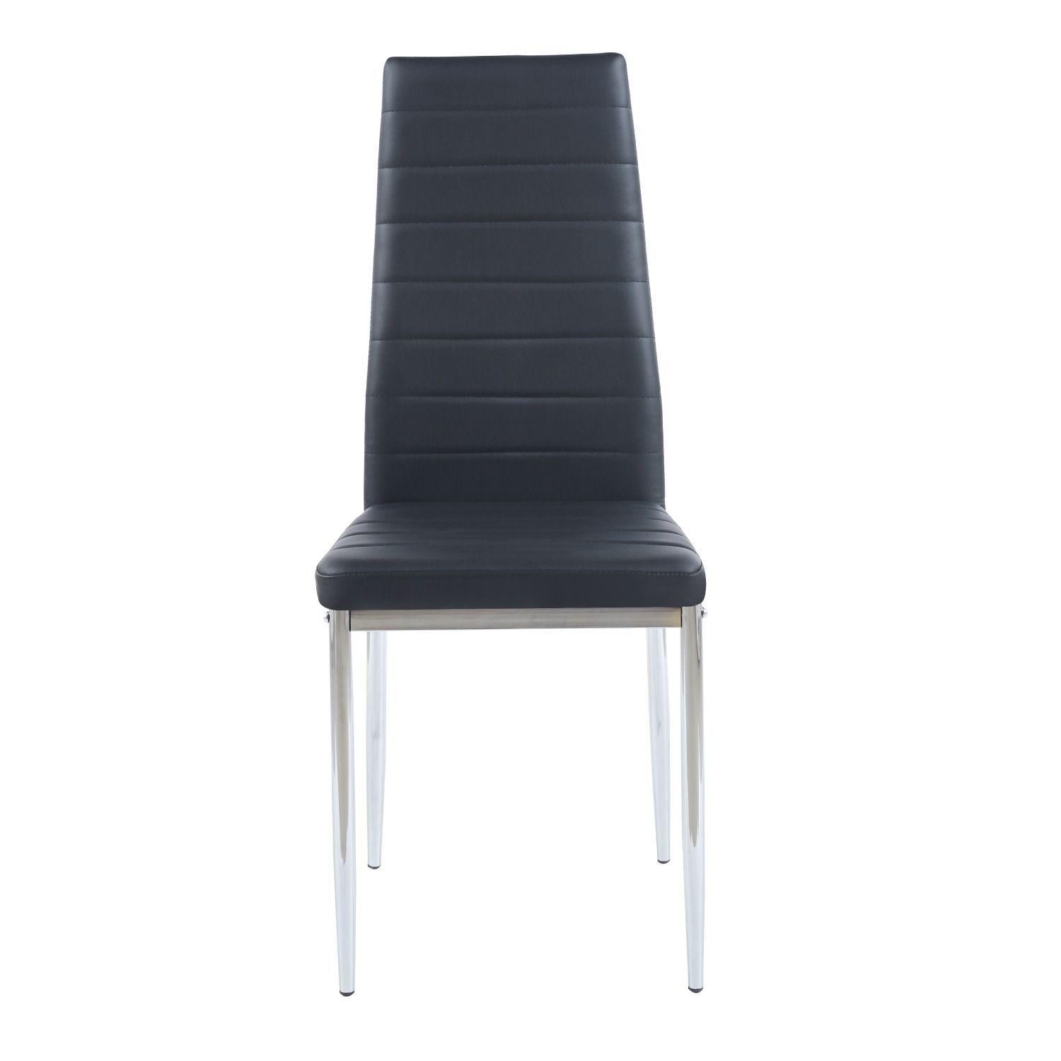 Silla de Comedor Ecocuero con patas cromadas -  Dining Liana-1