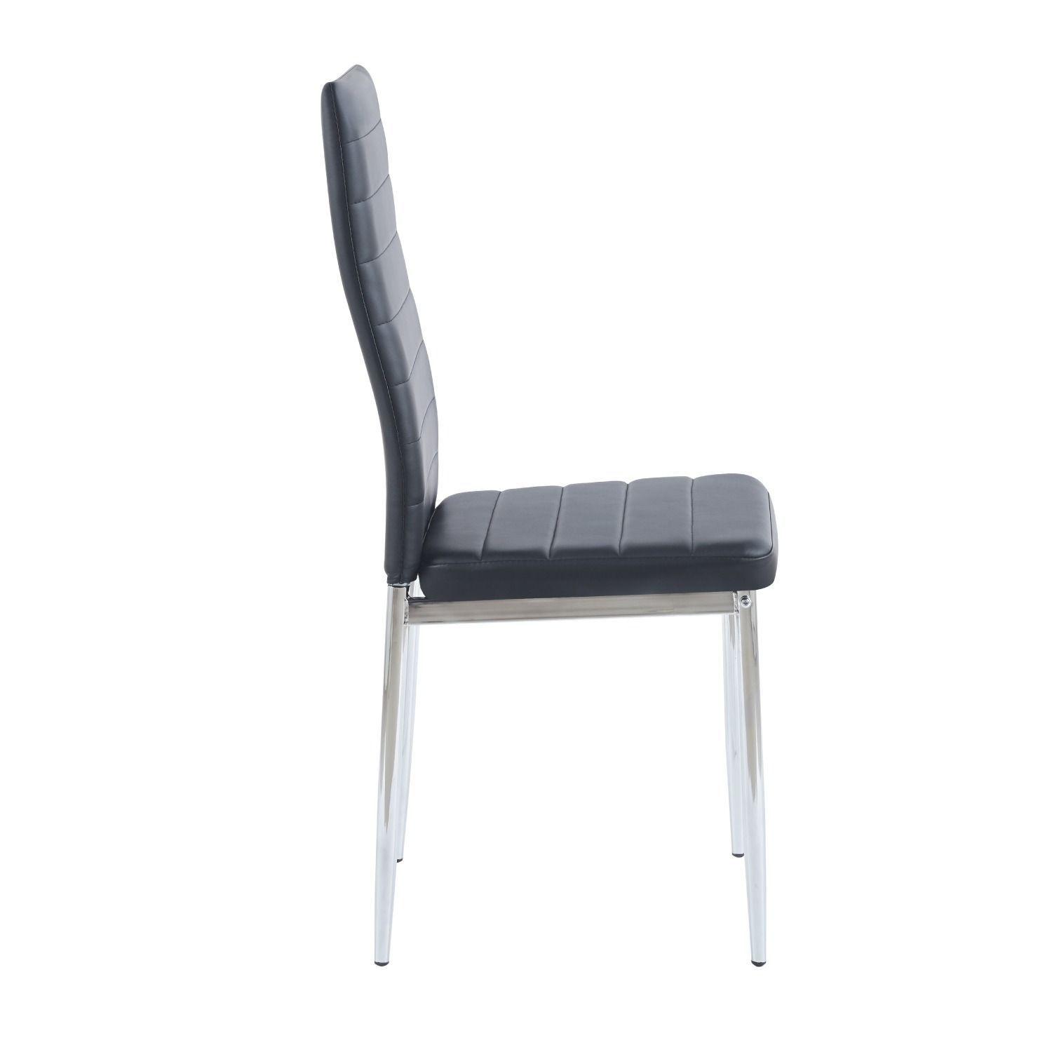 Silla de Comedor Ecocuero con patas cromadas -  Dining Liana-3