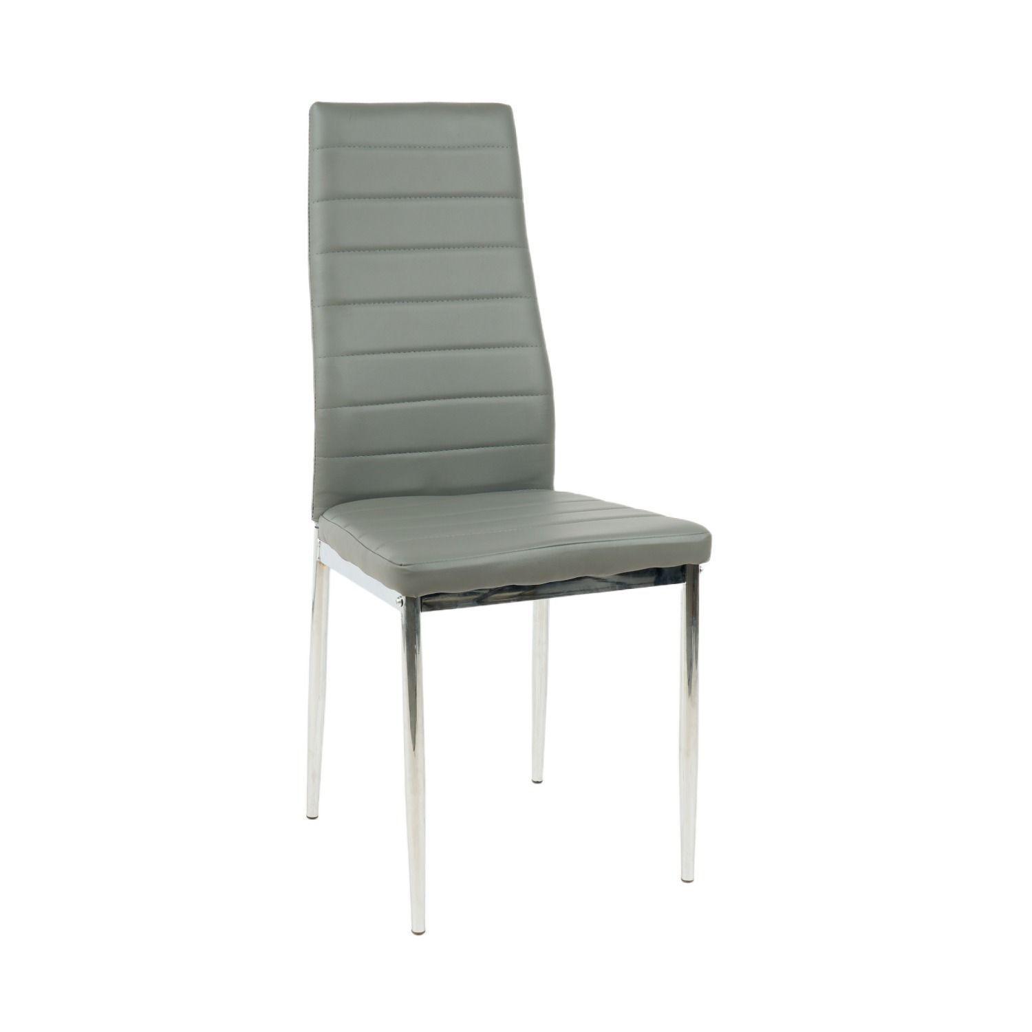 Silla de Comedor Ecocuero con patas cromadas -  Dining Liana-0