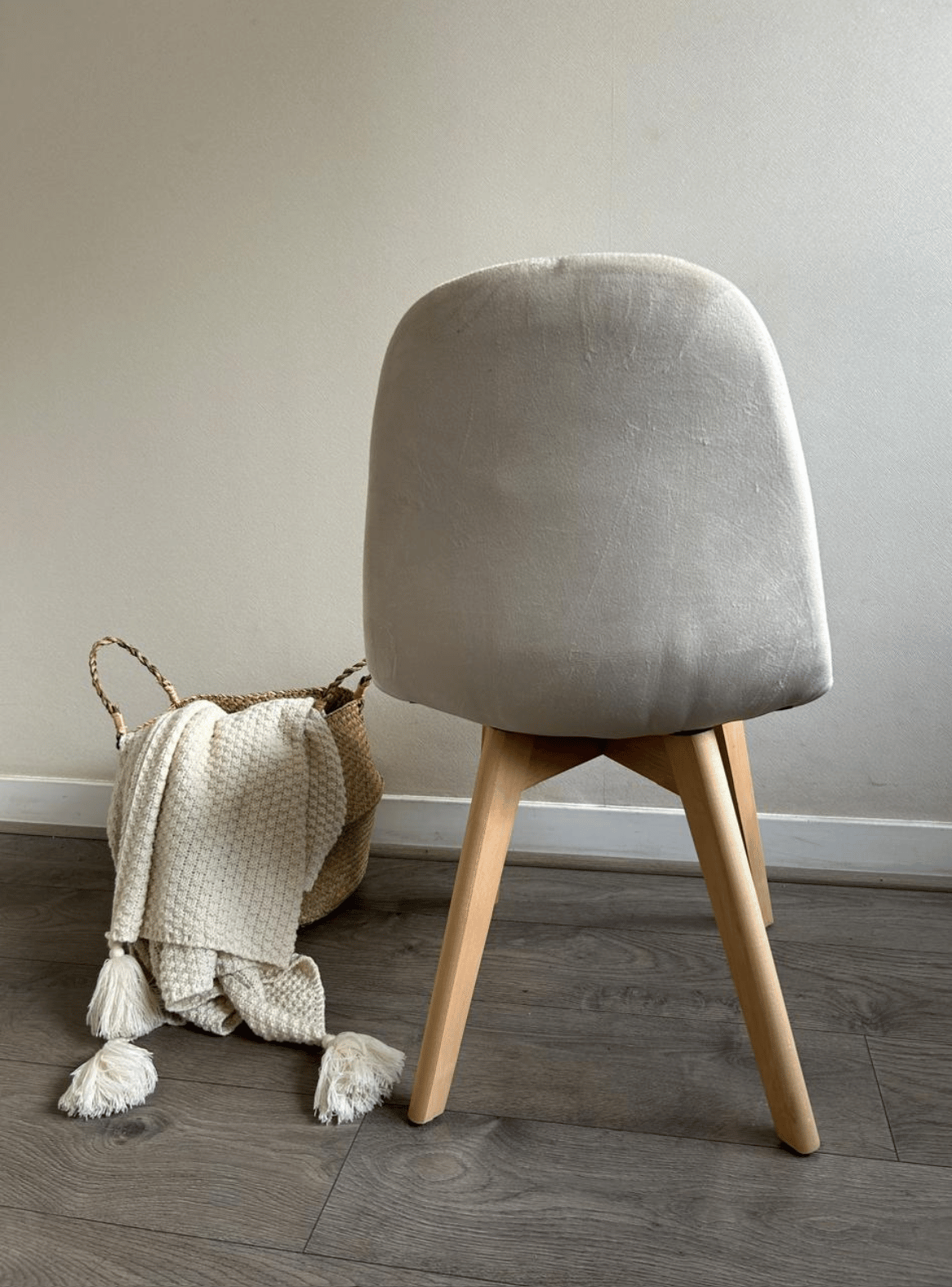Silla de Comedor Capitone Terciopelo Felpa Acolchada con Patas de Madera Estilo Nordico-6
