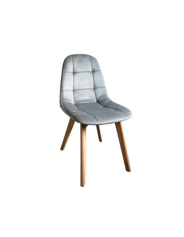 Silla de Comedor Capitone Terciopelo Felpa Acolchada con Patas de Madera Estilo Nordico-0
