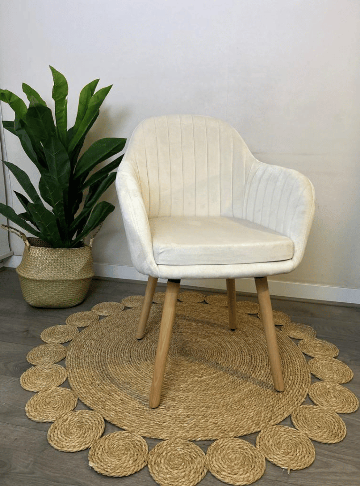  Sitial Poltrona de Terciopelo con Patas de Madera para Living Comedor Dormitori-1