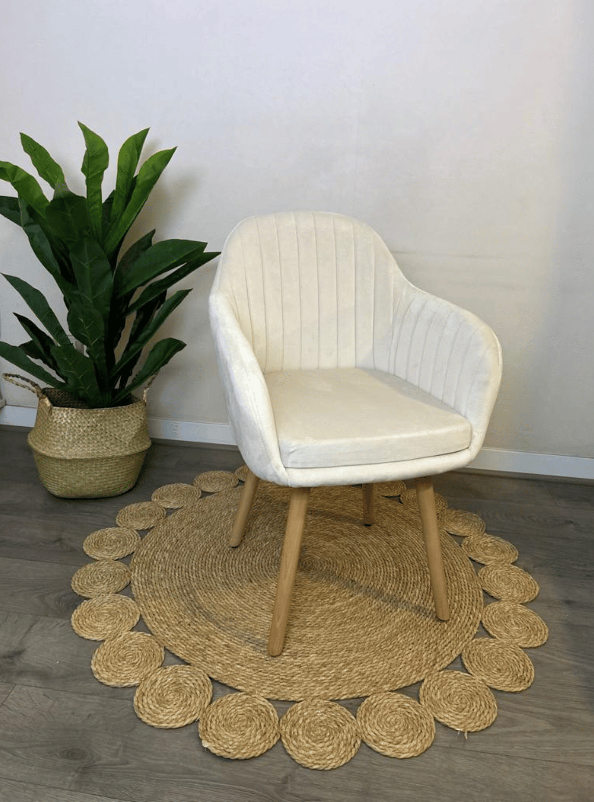  Sitial Poltrona de Terciopelo con Patas de Madera para Living Comedor Dormitori-4