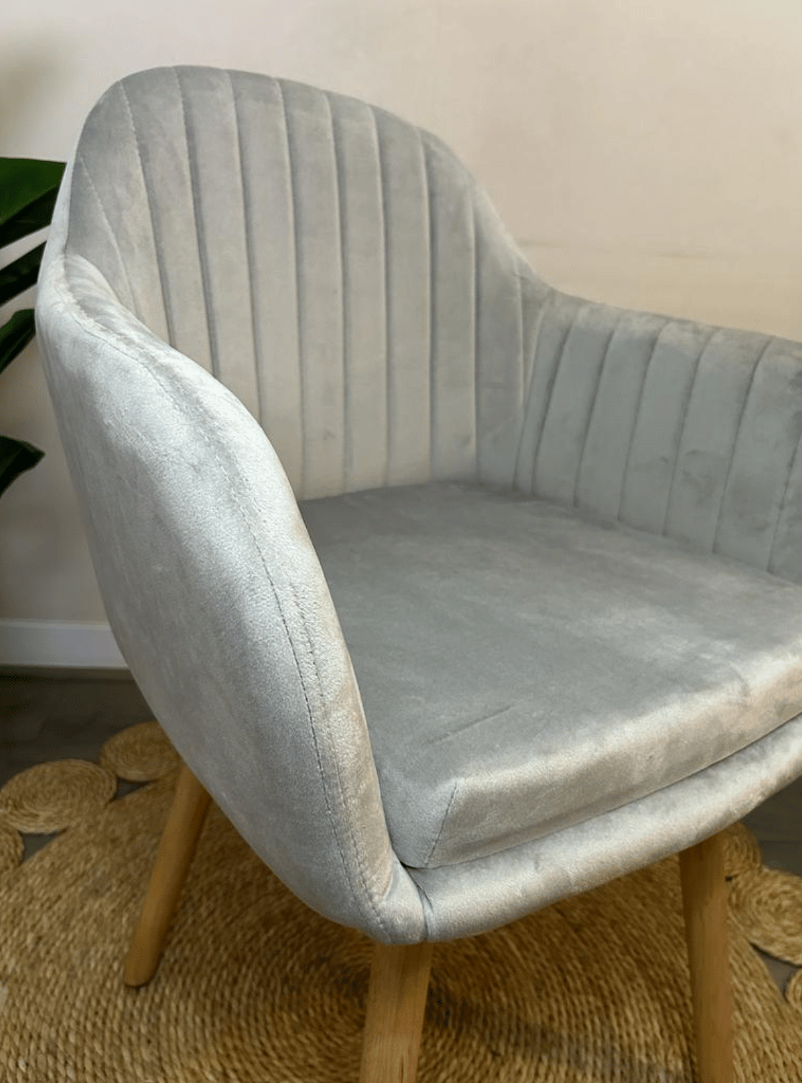  Sitial Poltrona de Terciopelo con Pata de Madera para Living Comedor Diamond-4
