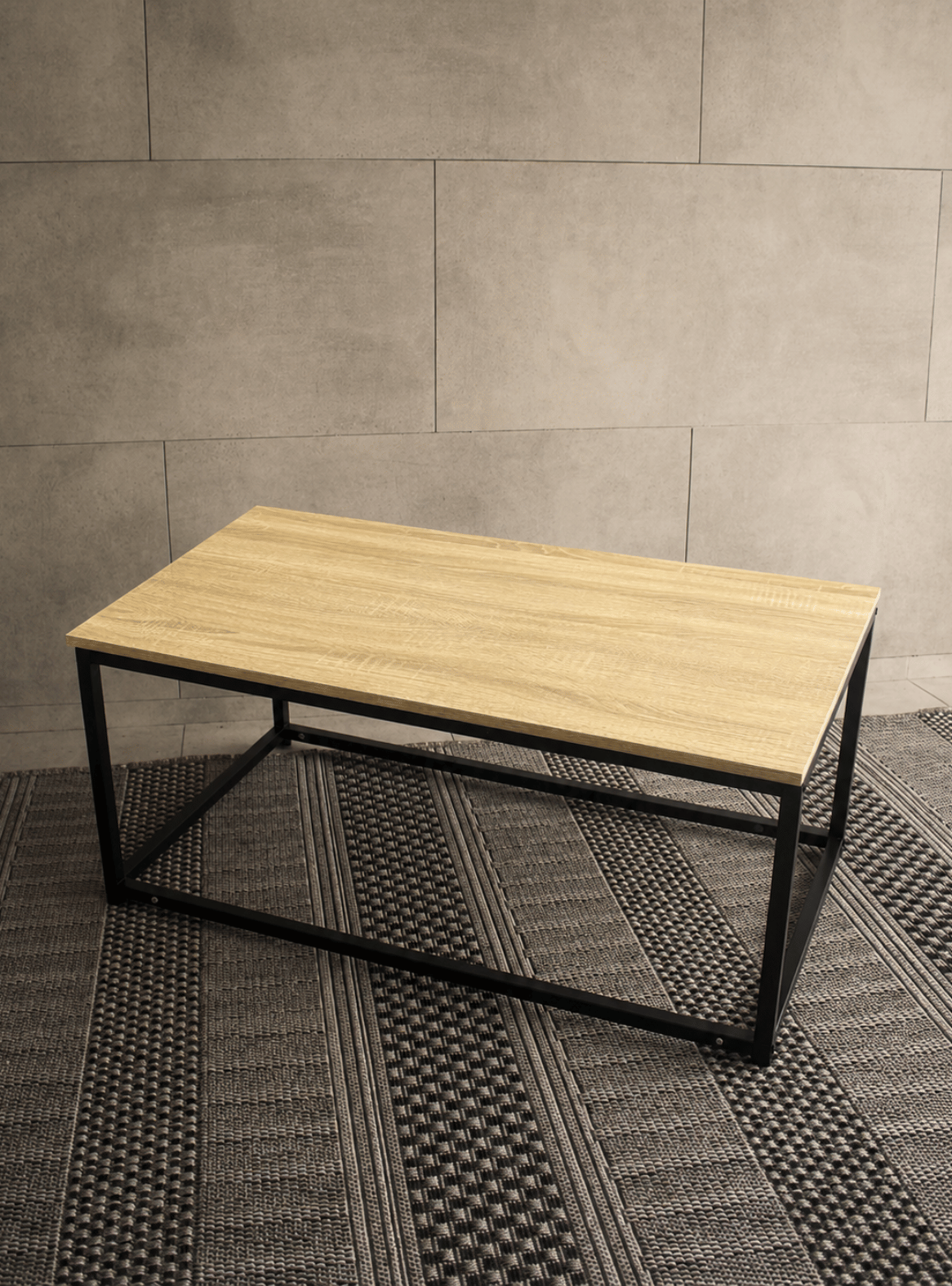 Mesa de Centro de madera Rectagular con patas metalicas negras Texas industrial-1