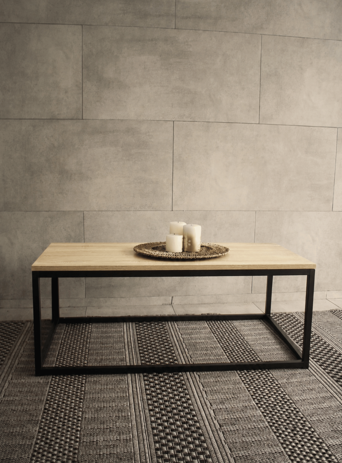 Mesa de Centro de madera Rectagular con patas metalicas negras Texas industrial-3