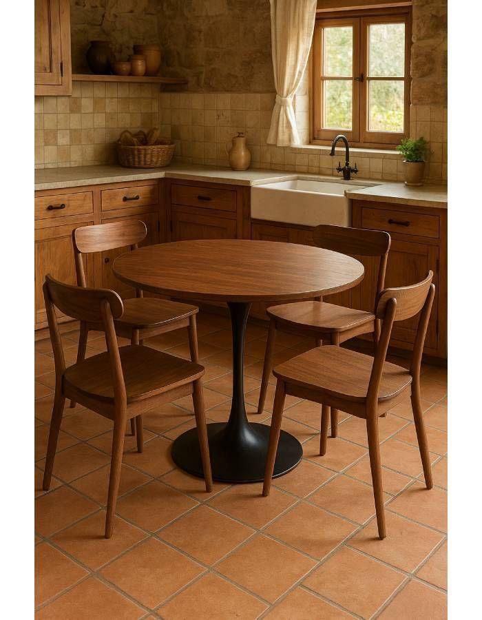 Mesa Tulip 100cm Walnut-Black-2