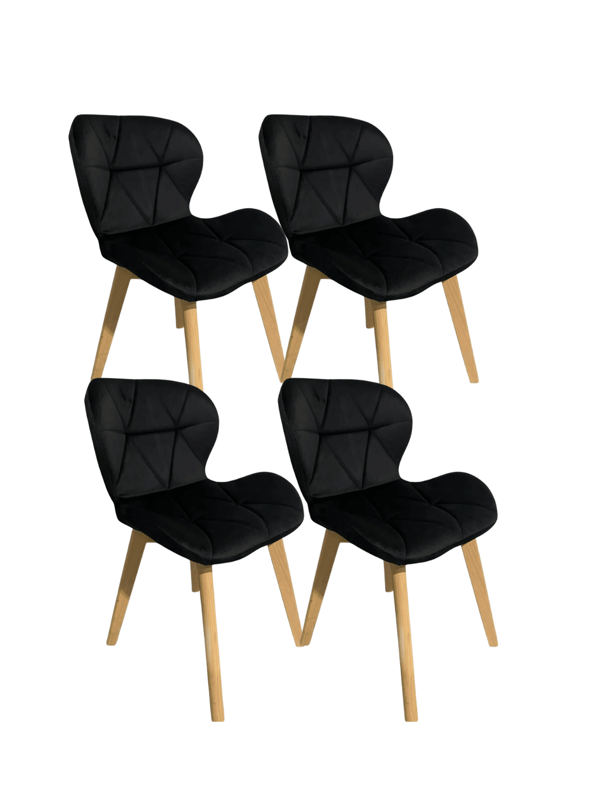 Pack 4 Sillas de Comedor Mariposa Tapizada en Felpa Terciopelo Nordico con patas de madera-0