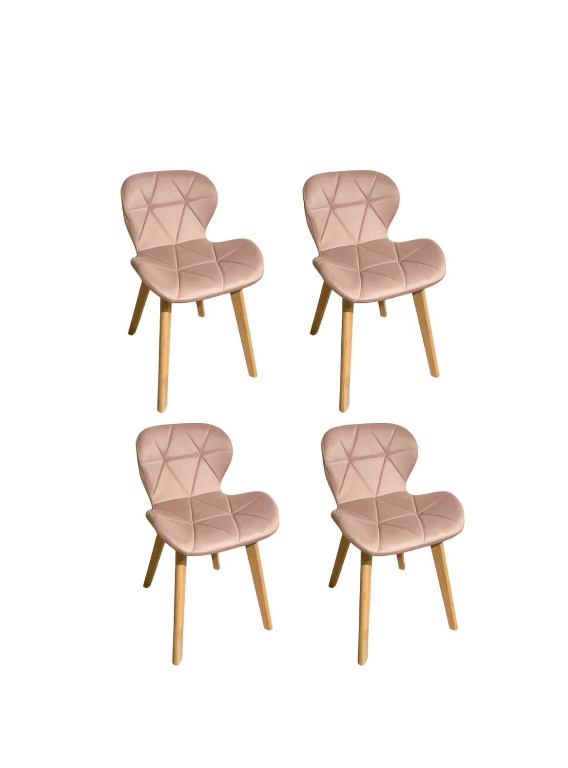 Pack 4 Sillas de Comedor Mariposa Tapizada en Felpa Terciopelo Nordico con patas de madera-0