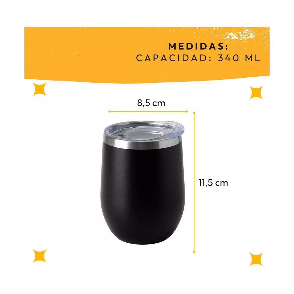 Vasos Termicos Acero Inoxidable Frío-calor 340ml Set 2 Unids Color Negro-2
